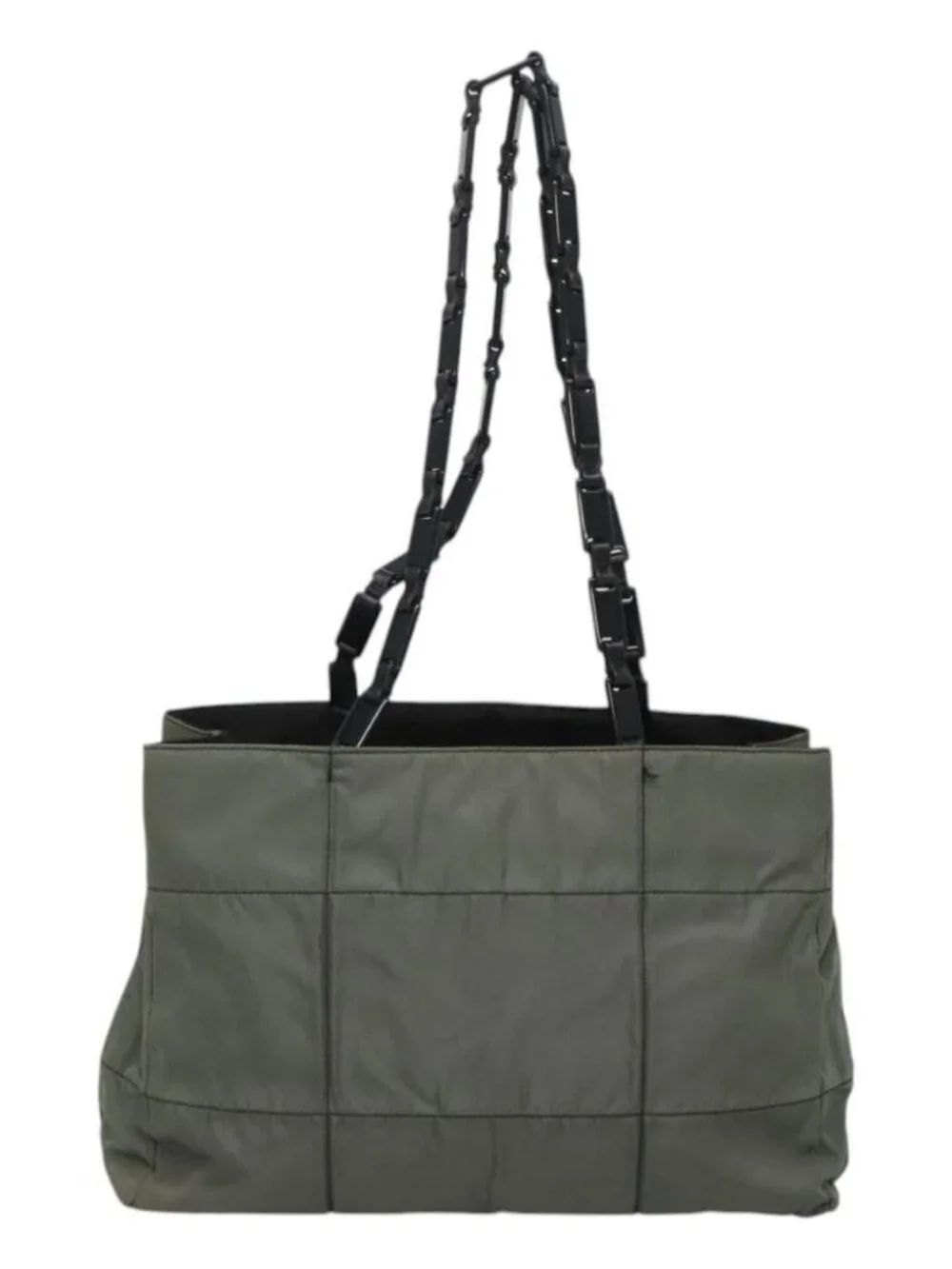 PRADA Tote Bag Nylon Plastic Gray Black Auth ep7577